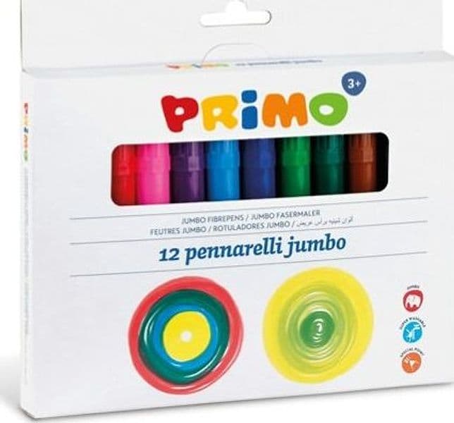 Pennarelli Jumbo - punta D7 6mm - colori assortiti - Primo - astuccio 12 pezzi Giochi e giocattoli/Attività creative/Accessori per disegnare e colorare/Pennelli Eurocartuccia - Pavullo, Commerciovirtuoso.it