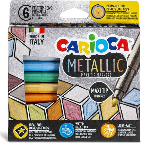 Pennarelli Maxi Metallic - colori assortiti - Carioca - scatola 6 pezzi Giochi e giocattoli/Attività creative/Accessori per disegnare e colorare/Pennelli Eurocartuccia - Pavullo, Commerciovirtuoso.it