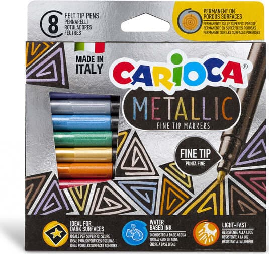 Pennarelli Metallic - punta fine - colori assortiti - Carioca - scatola 8 pezzi Giochi e giocattoli/Attività creative/Accessori per disegnare e colorare/Pennelli Eurocartuccia - Pavullo, Commerciovirtuoso.it