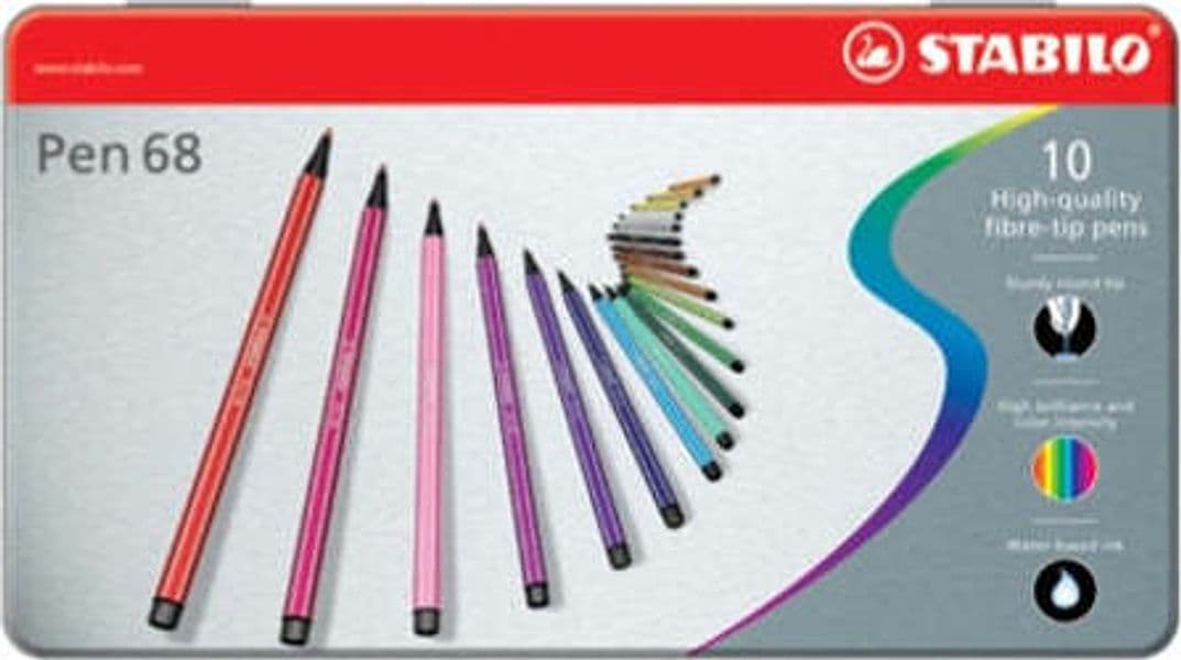 Pennarelli Pen 68 - colori assortiti - Stabilo - scatola in metallo 10 pezzi Cancelleria e prodotti per ufficio/Penne matite scrittura e correzione/Penne e ricariche/Penne a punta porosa Eurocartuccia - Pavullo, Commerciovirtuoso.it