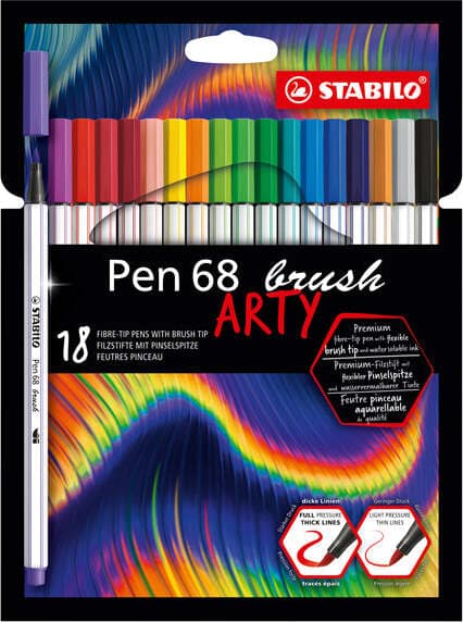 Pennarelli Pen 68 Brush Arty Line 568-12 - colori assortiti - Stabilo - astuccio 12 pezzi Giochi e giocattoli/Attività creative/Accessori per disegnare e colorare/Pennelli Eurocartuccia - Pavullo, Commerciovirtuoso.it