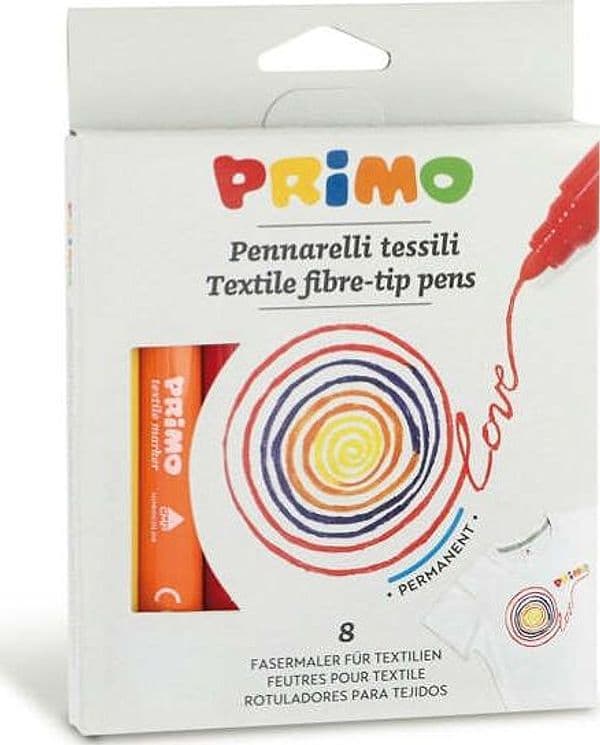 Pennarelli per tessuto - colori assortiti - Primo - astuccio 8 pezzi Giochi e giocattoli/Attività creative/Accessori per disegnare e colorare/Pennelli Eurocartuccia - Pavullo, Commerciovirtuoso.it