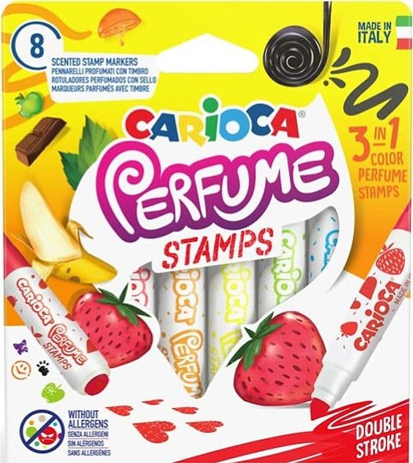Pennarelli Perfume Stamps - punta doppia 7 0 mm - colori assortiti - Carioca - astuccio 8 pezzi Giochi e giocattoli/Attività creative/Accessori per disegnare e colorare/Pennelli Eurocartuccia - Pavullo, Commerciovirtuoso.it