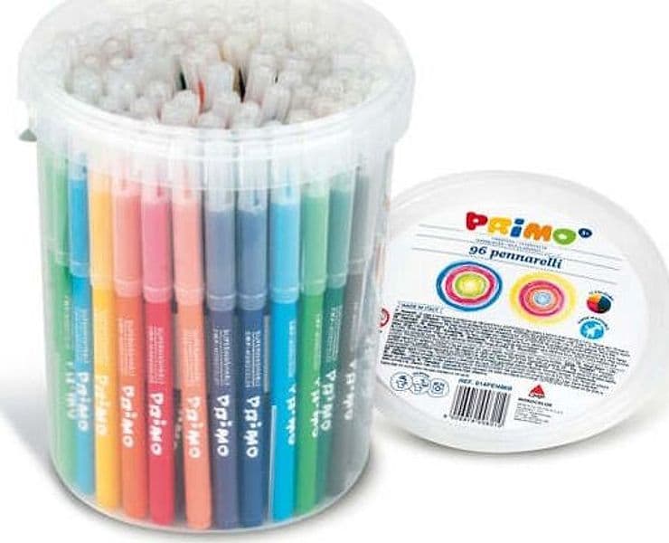 Pennarelli punta fine - colori assortiti - Primo - secchiello 96 pezzi Giochi e giocattoli/Attività creative/Accessori per disegnare e colorare/Pennelli Eurocartuccia - Pavullo, Commerciovirtuoso.it