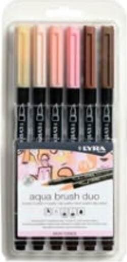 Pennarello Aqua Brush Duo - skin tones - Lyra - conf. 6 pezzi Cancelleria e prodotti per ufficio/Penne matite scrittura e correzione/Marcatori ed evidenziatori/Pennarelli per disegno Eurocartuccia - Pavullo, Commerciovirtuoso.it