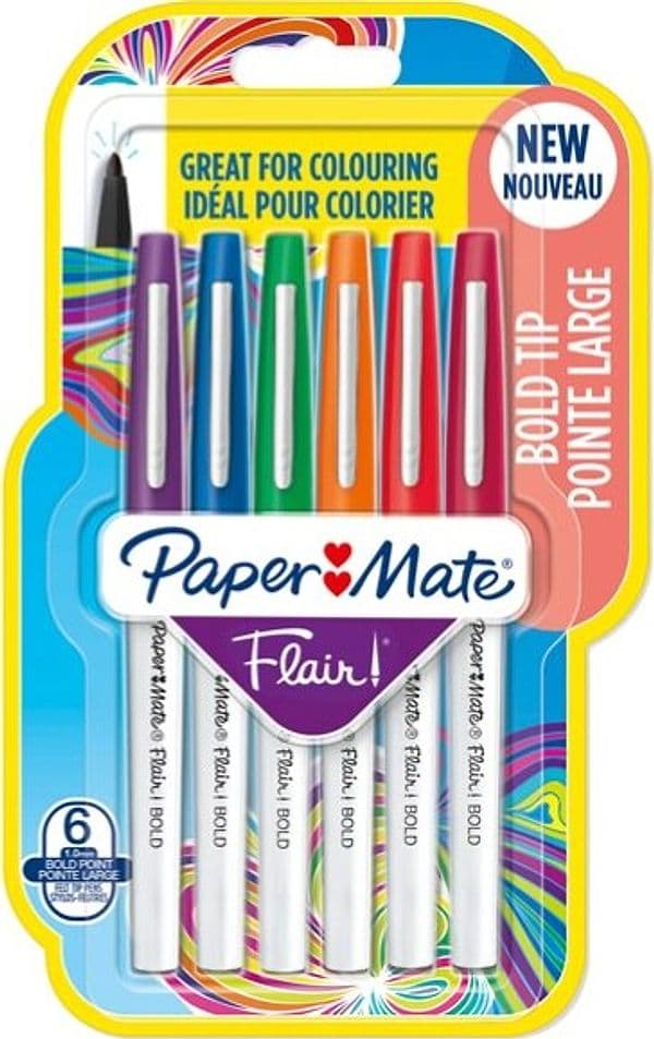 Pennarello Flair Nylon - colori assortiti Bold - Papermate - conf. 6 pezzi Cancelleria e prodotti per ufficio/Penne matite scrittura e correzione/Penne e ricariche/Penne a punta porosa Eurocartuccia - Pavullo, Commerciovirtuoso.it