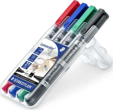 Pennarello Lumocolor Permanent Duo 348 punta feltro - punta 0 6mm e 1 5mm - astuccio 4 colori - Staedtler Cancelleria e prodotti per ufficio/Penne matite scrittura e correzione/Marcatori ed evidenziatori/Pennarelli indelebili e marcatori Eurocartuccia - Pavullo, Commerciovirtuoso.it