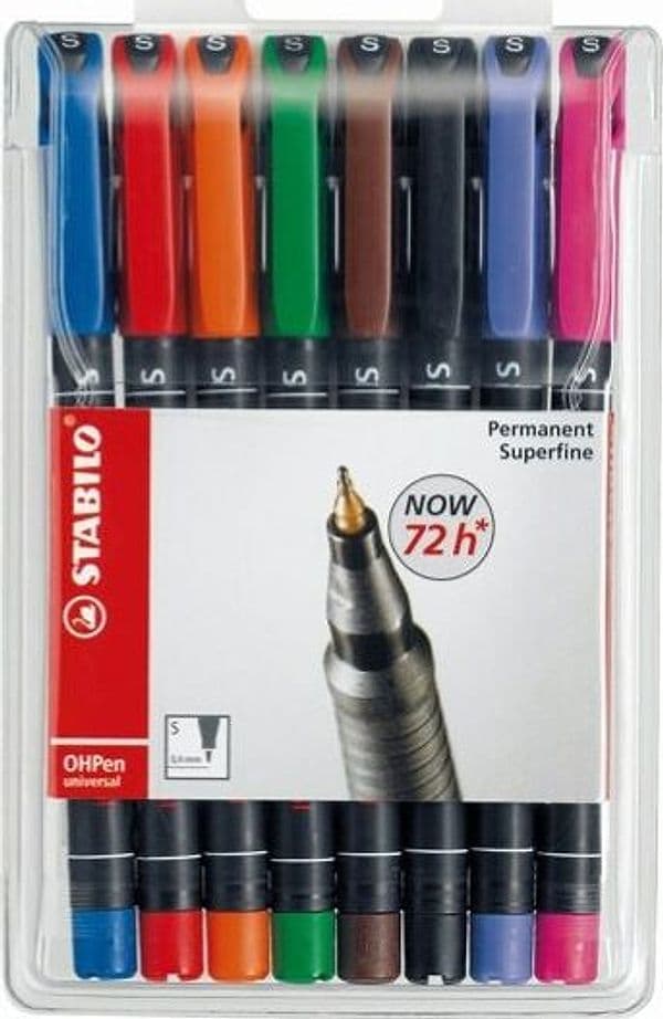 Pennarello OHPen universal permanente 841 - punta superfine 0 4 mm - colori assortiti - Stabilo - conf. 8 pezzi Cancelleria e prodotti per ufficio/Penne matite scrittura e correzione/Marcatori ed evidenziatori/Pennarelli indelebili e marcatori Eurocartuccia - Pavullo, Commerciovirtuoso.it