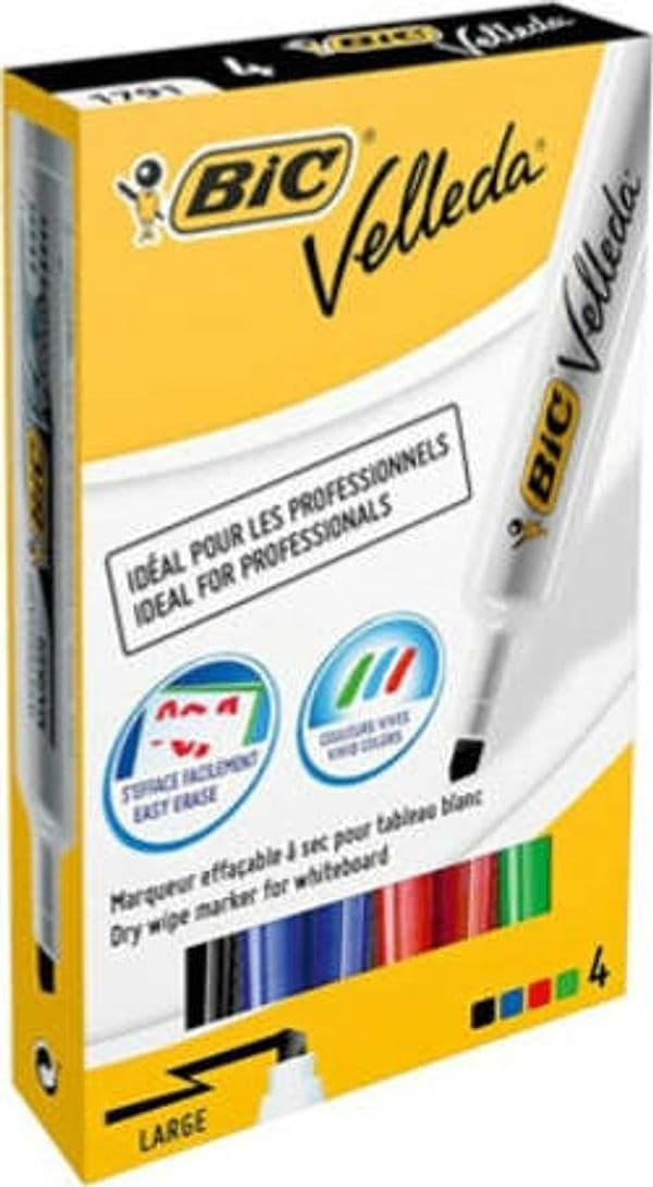Pennarello Whiteboard Marker Velleda 1791 - punta a scalpello da 3 3 a 4 6mm - astuccio 4 colori - Bic Cancelleria e prodotti per ufficio/Penne matite scrittura e correzione/Marcatori ed evidenziatori/Marcatori cancellabili a secco e liquidi Eurocartuccia - Pavullo, Commerciovirtuoso.it