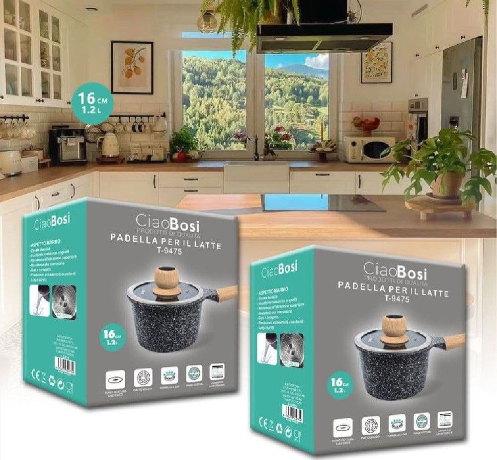 Pentolino Padella Latte Pentola Bollilatte Con Manico Coperchio 16cm 1,2lt T-9475 Casa e cucina/Pentole padelle e pirofile/Pentole e padelle/Pentolini da latte Trade Shop italia - Napoli, Commerciovirtuoso.it