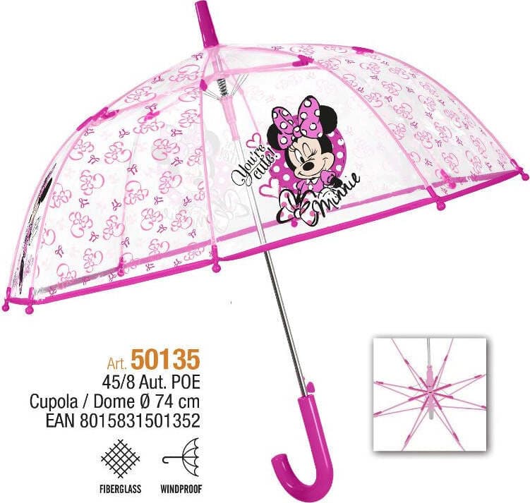 Perletti Ombrello Automatico 45 cm Cupola POE Minnie - Stile e Protezione dalla Pioggia
