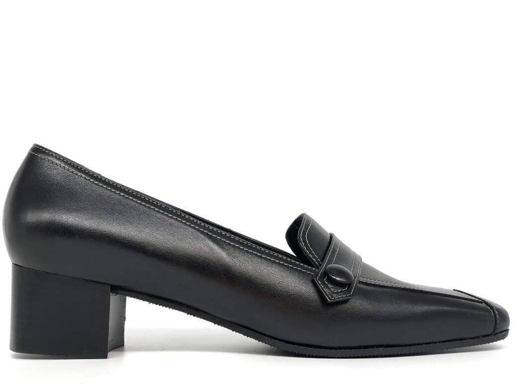 PERLI Scarpa accollata donna nappa nero in Bottoni Calzature Durello - Agna, commercioVirtuoso.it