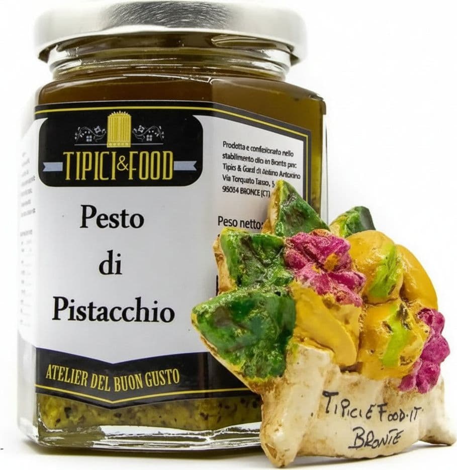 Pesto di Pistacchio Siciliano Con Pistacchio Siciliano190gr. Pesto di Pistacchio 100% Sicilia Made in Italy Artigianale Sugo Salato al Pistacchio Tradizionale Per Pasta Tipici&Food