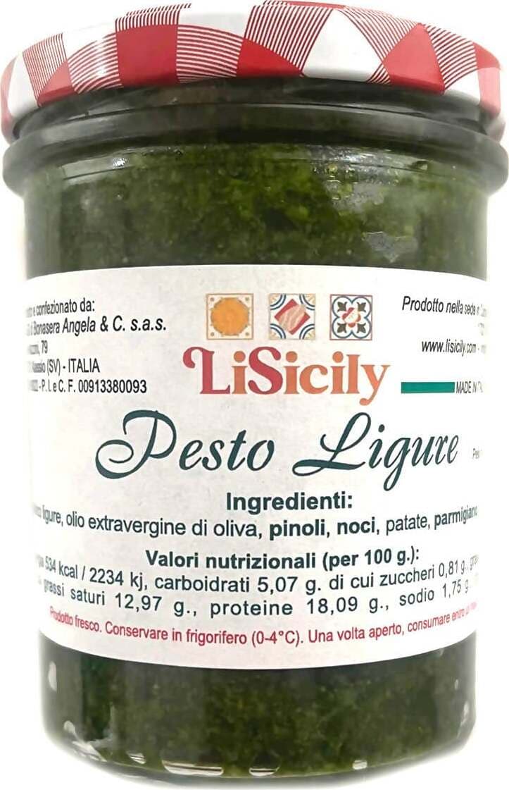 Pesto Ligure Vasetto Da 200 Gr Netto Pesto Lisicily Senza Conservanti Pesto 200 Gr Ideale per Condimenti E Bruschette Alimentari e cura della casa/Salse e sughi/Sughi e salse per cucinare/Pesto LiSicily dolci per passione - Alassio, Commerciovirtuoso.it