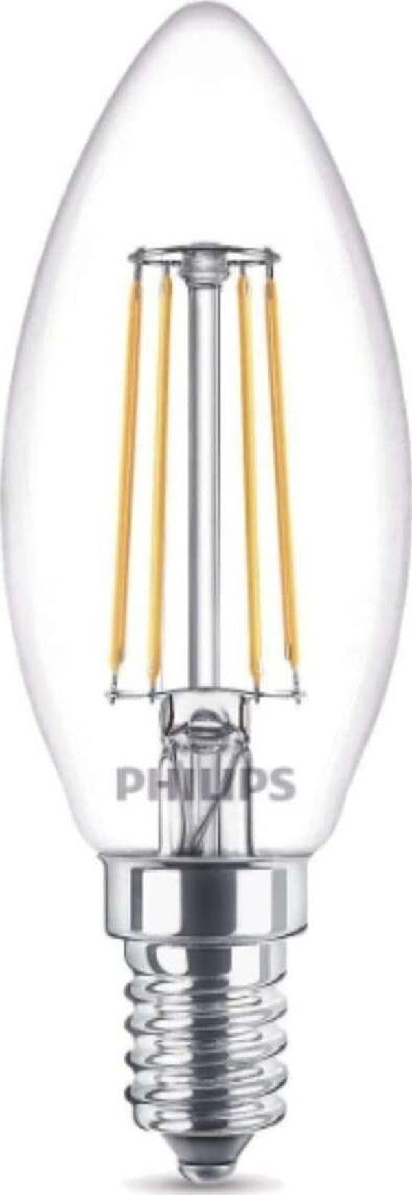 PHILIPS---LAMPADINA-LED-A-CANDELA-CHIARA-CON-FILAMENTO-A-VISTA-40W-E14-270OK---NON-DIMMERABILE---LUCE-BIANCA-CALDA
