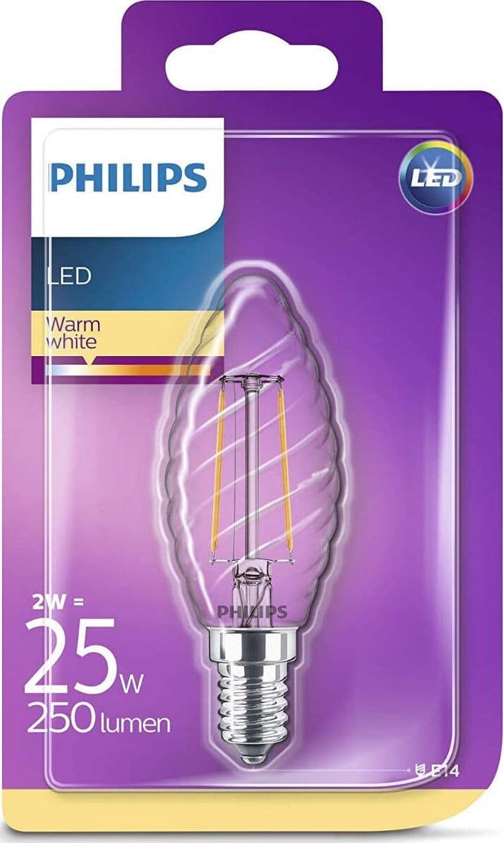 PHILIPS---LAMPADINA-LED-TORTIGLIONE-CHIARA-FILAMENTO-25W-E14-250-LUMEN