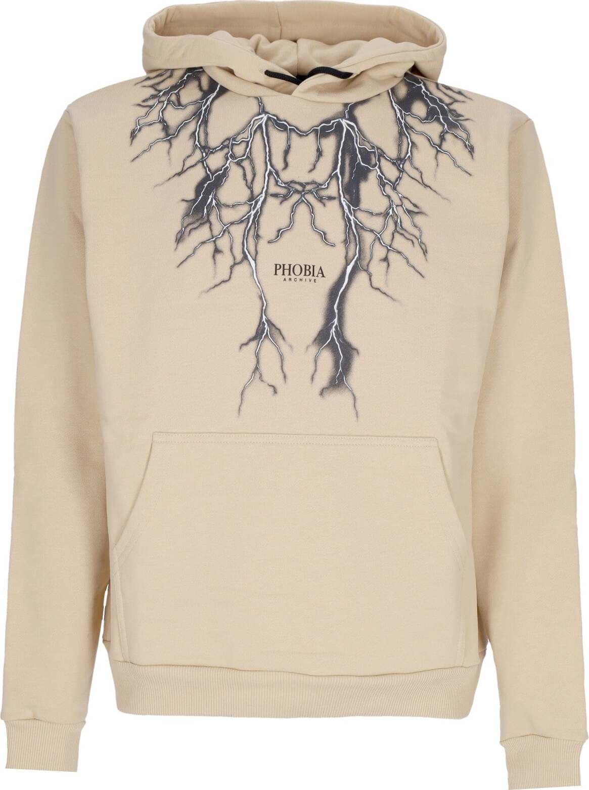 PHOBIA-Felpa-Leggera-Cappuccio-Uomo-Lightning-Hoodie-Beige/black-da-uomo