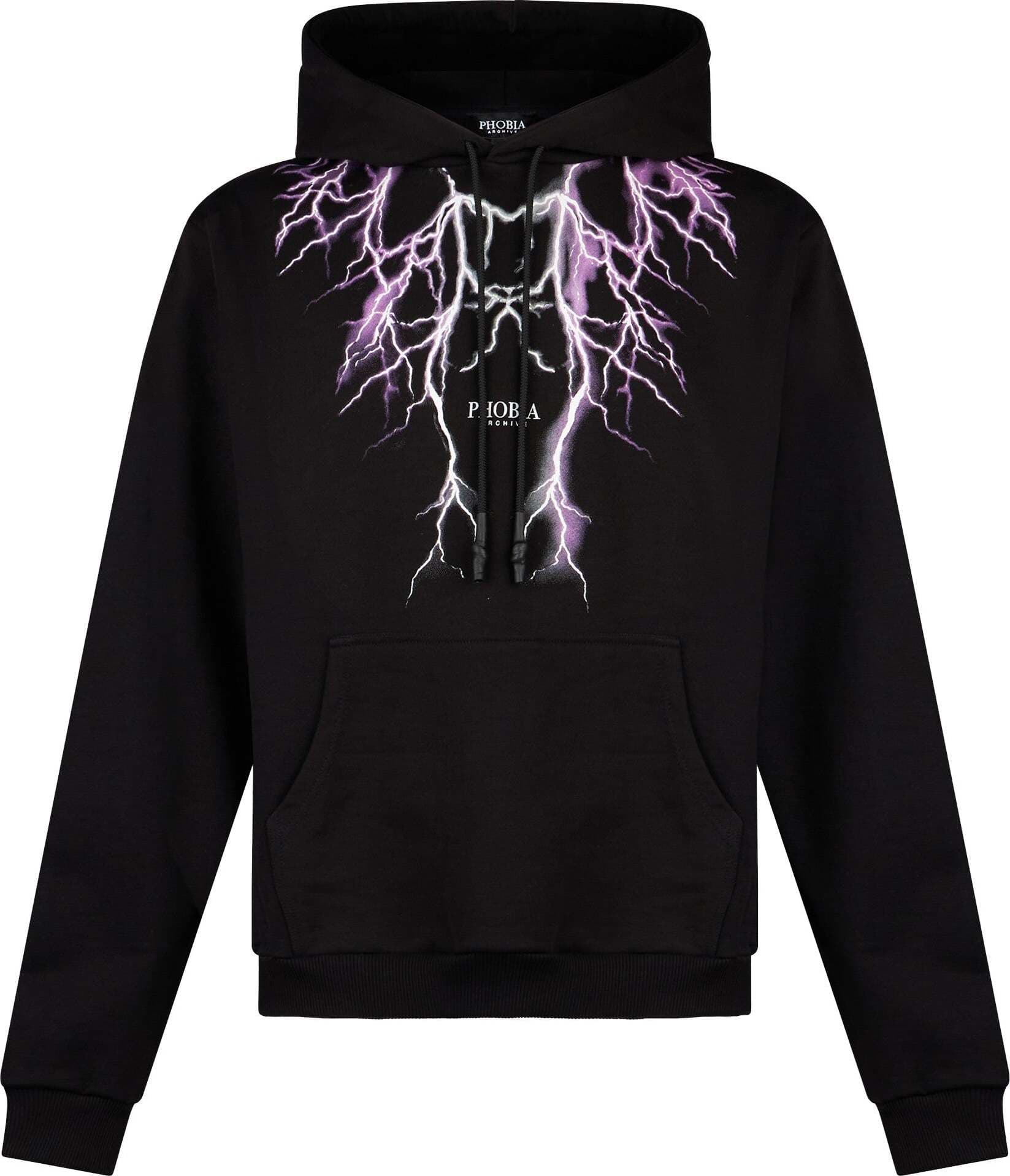 PHOBIA-Felpa-Leggera-Cappuccio-Uomo-Lightning-Hoodie-Black/purple/grey-da-uomo