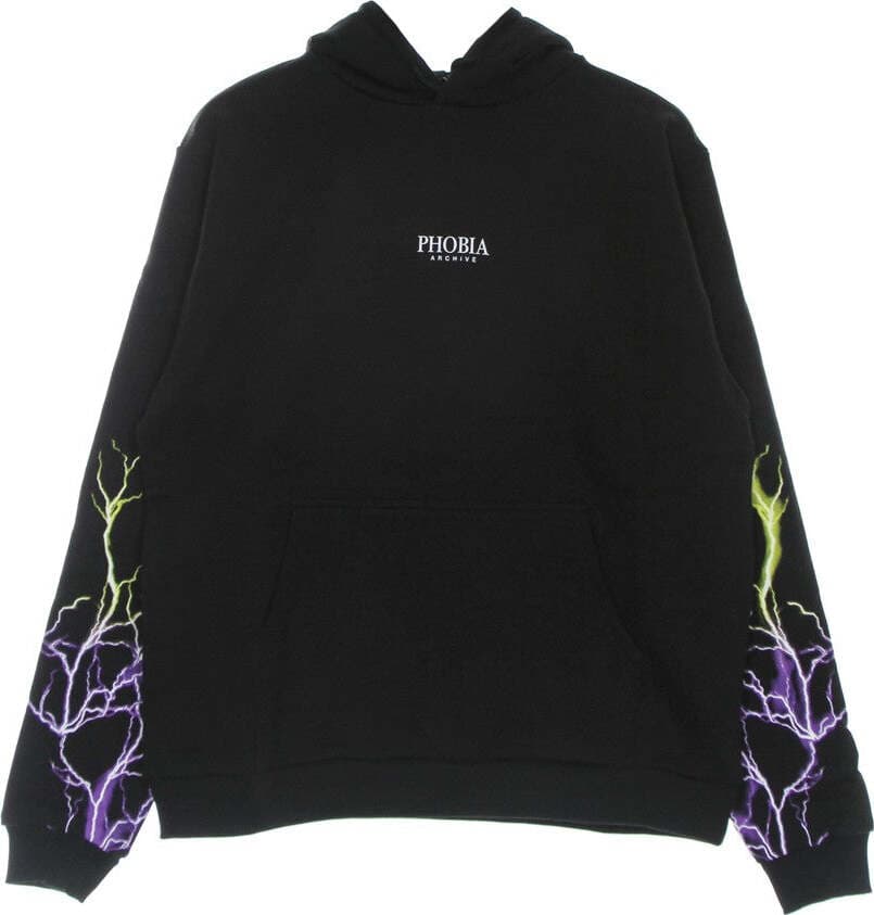 PHOBIA-Felpa-Leggera-Cappuccio-Uomo-Lightning-Hoodie-Black/purple/yellow-da-uomo