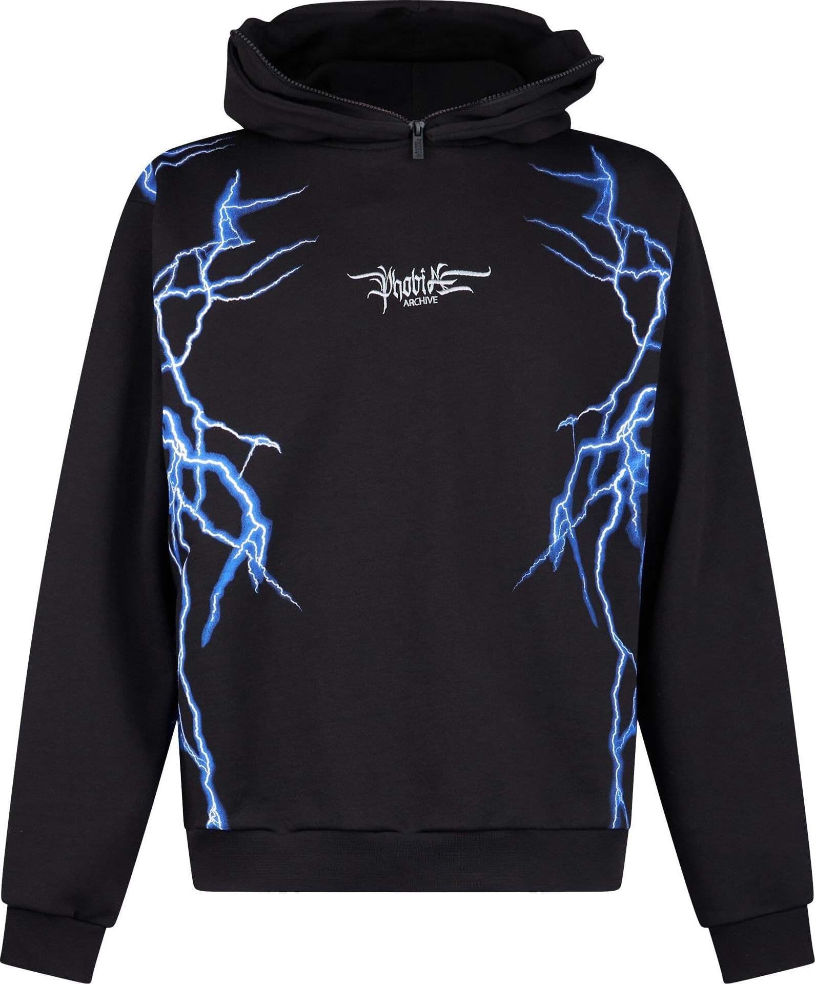 PHOBIA-Felpa-Leggera-Cappuccio-Uomo-New-Lightning-Balaclava-Hoodie-Black/blue-da-uomo