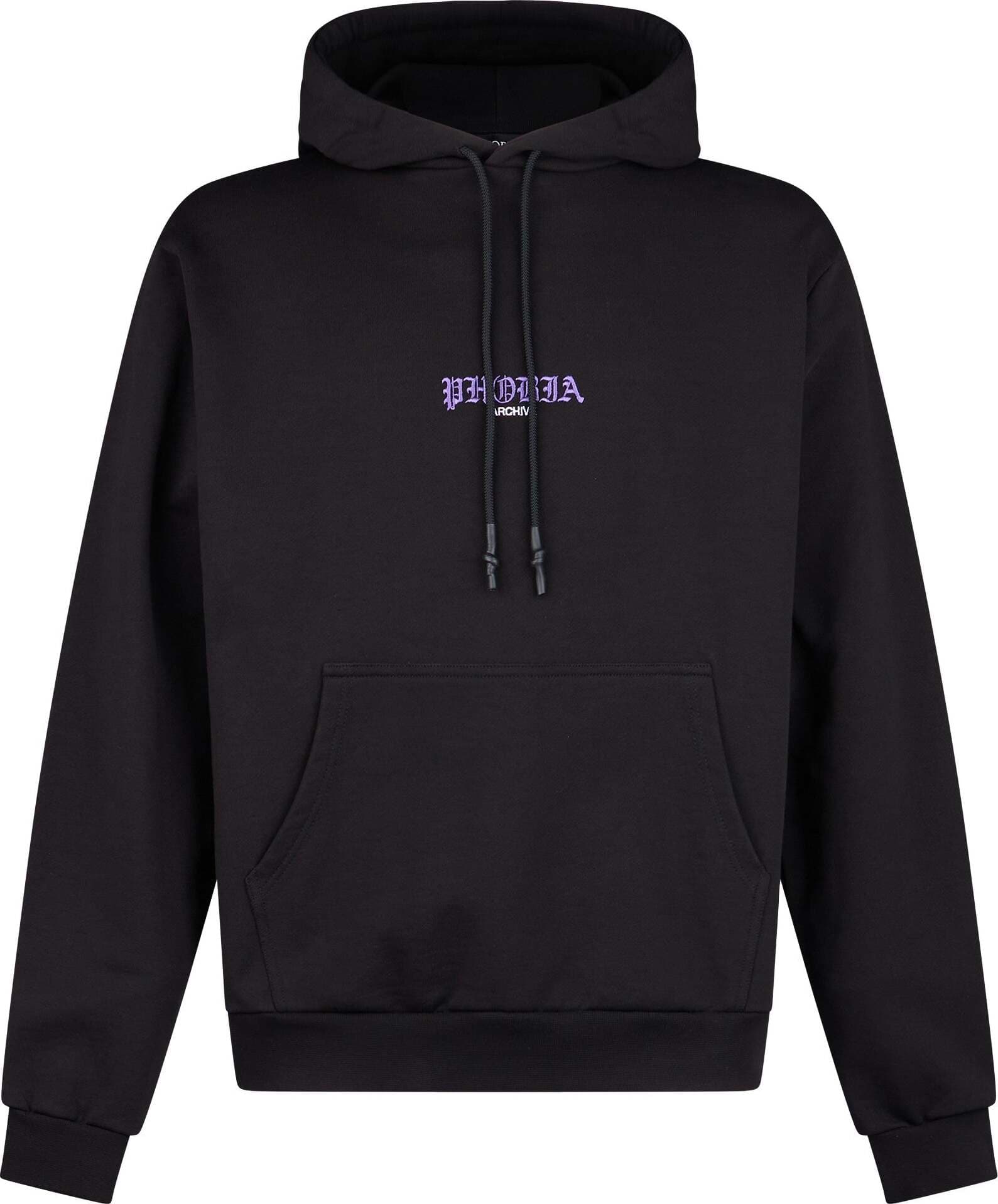 PHOBIA-Felpa-Leggera-Cappuccio-Uomo-Skull-Print-Hoodie-Black-da-uomo