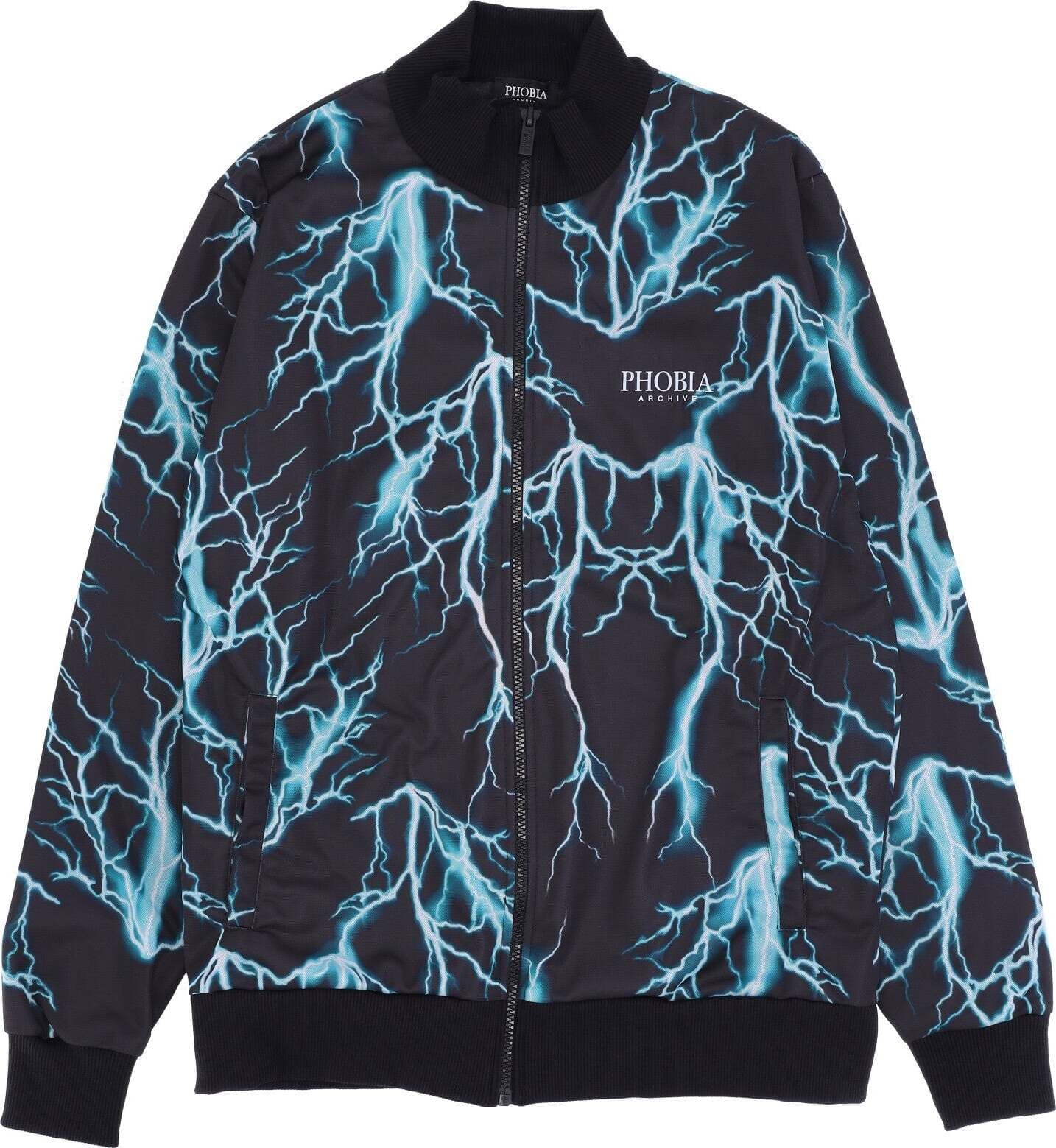 PHOBIA-Giacca-Tuta-Uomo-All-Over-Lightning-Sweatshirt-Black/lightblue-da-uomo