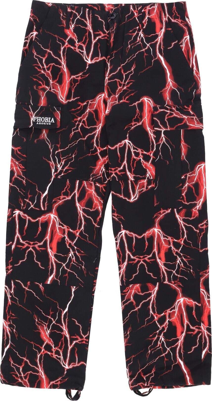 PHOBIA-Pantalone-Lungo-Uomo-Lightning-Cargo-Pants-Black/red-da-uomo