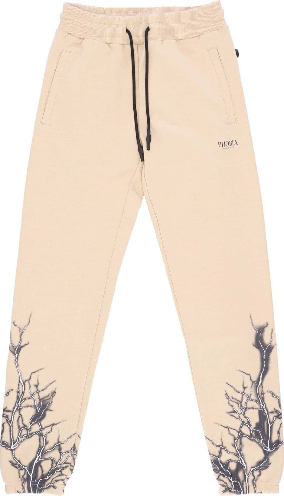 PHOBIA-Pantalone-Tuta-Leggero-Uomo-Lightning-Pants-Beige/black-da-uomo