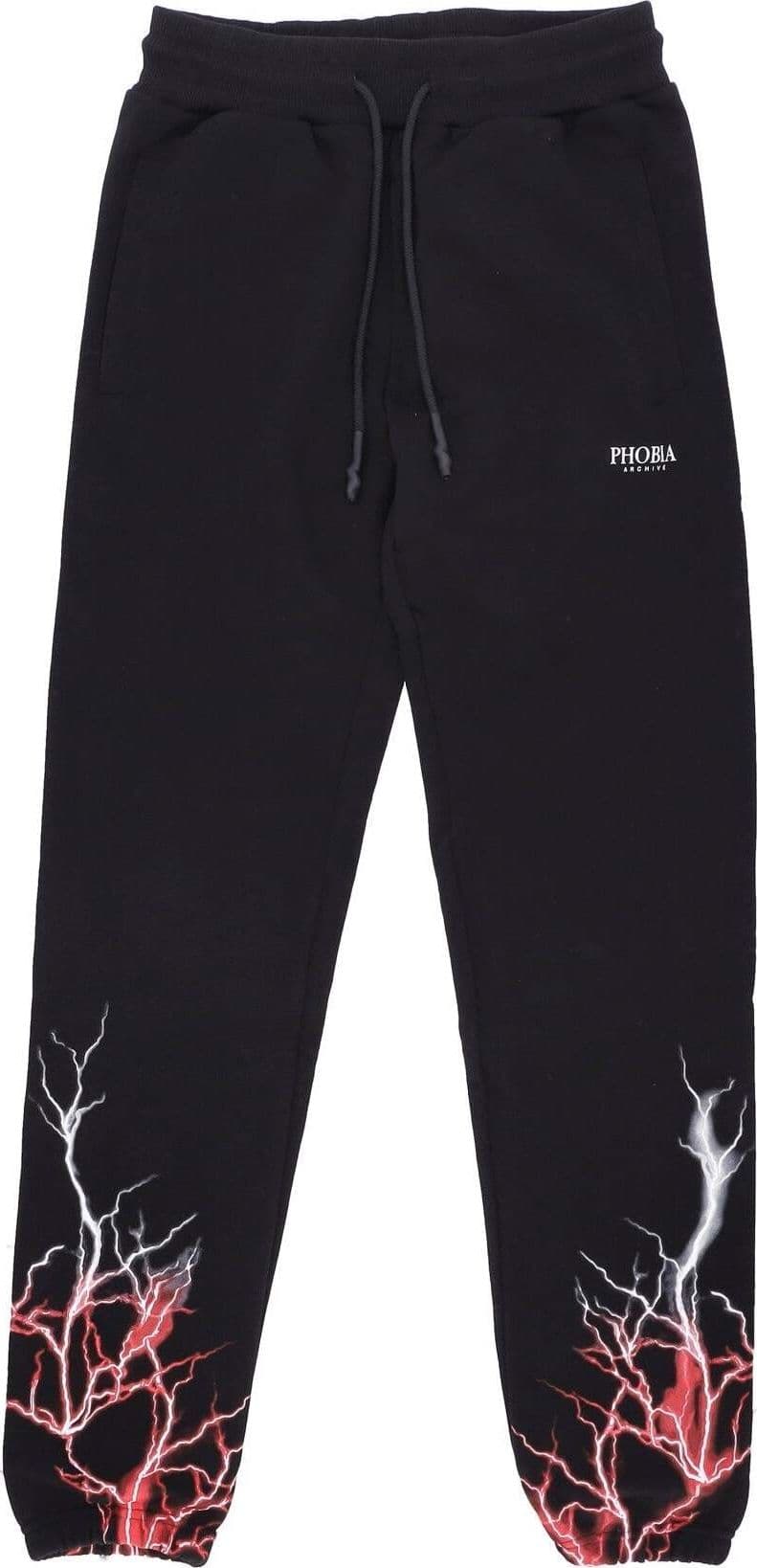 PHOBIA-Pantalone-Tuta-Leggero-Uomo-Lightning-Pants-Black/red/grey-da-uomo