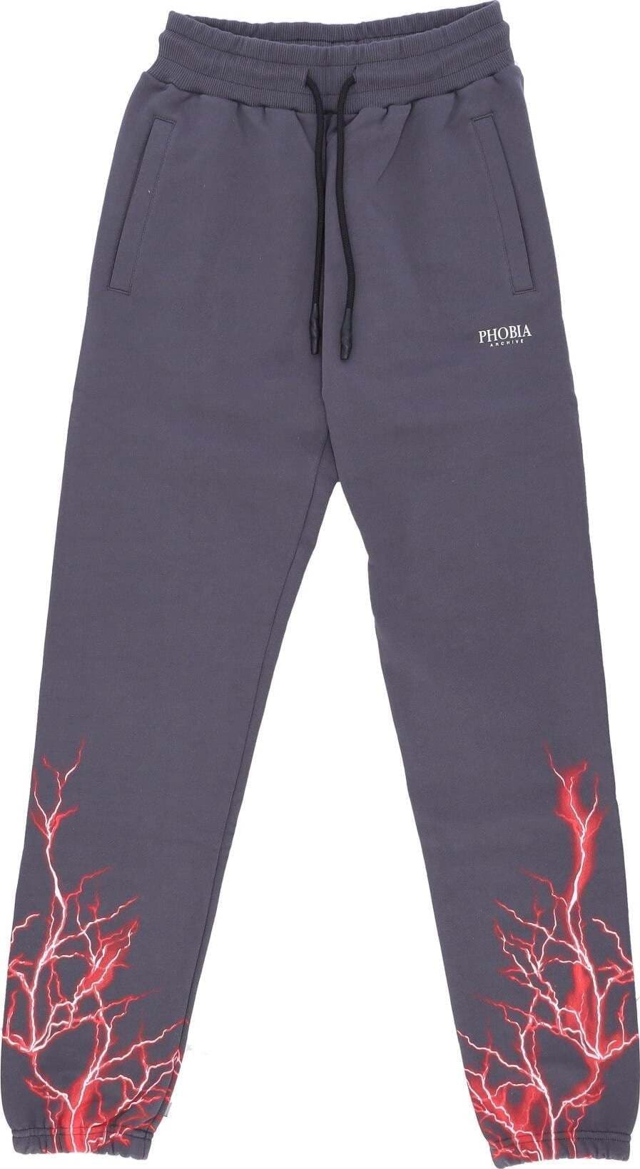 PHOBIA-Pantalone-Tuta-Leggero-Uomo-Lightning-Pants-Grey/red-da-uomo