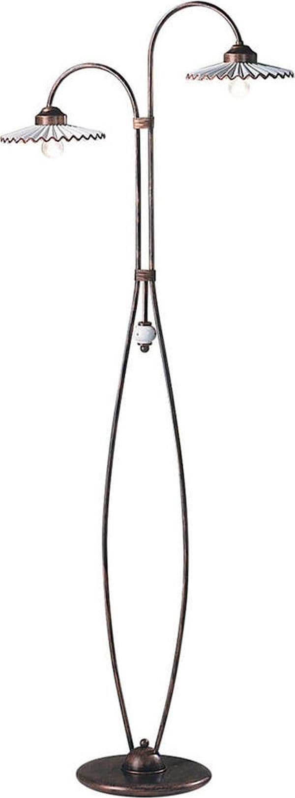 Piantana-Classica-L'Aquila-Metallo-E-Ceramica-Nero-Sfumato-Rame-2-Luci-E27