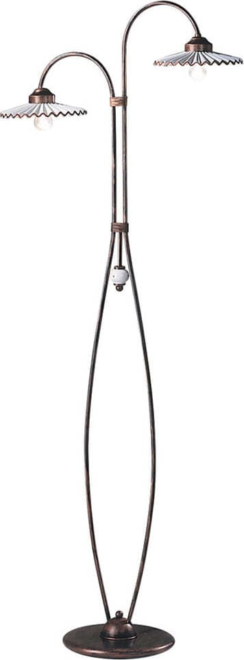 Piantana-Classica-L'Aquila-Metallo-E-Ceramica-Nero-Sfumato-Rame-2-Luci-E27