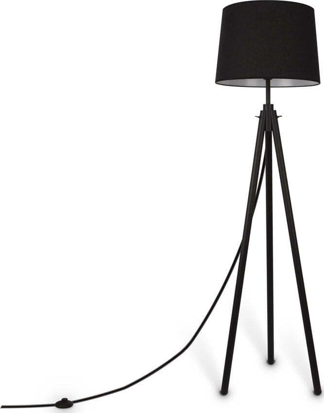 Piantana-Contemporanea-Calvin-Metallo-Nero-1-Luce-Con-Diffusore-In-Tessuto-Nero