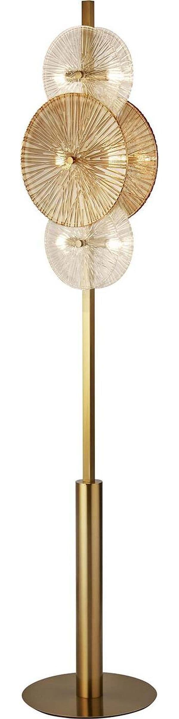 Piantana-Contemporaneo-Wagon-Wheel-Acciaio-Adjustable-Vetro-6-Luci-G9
