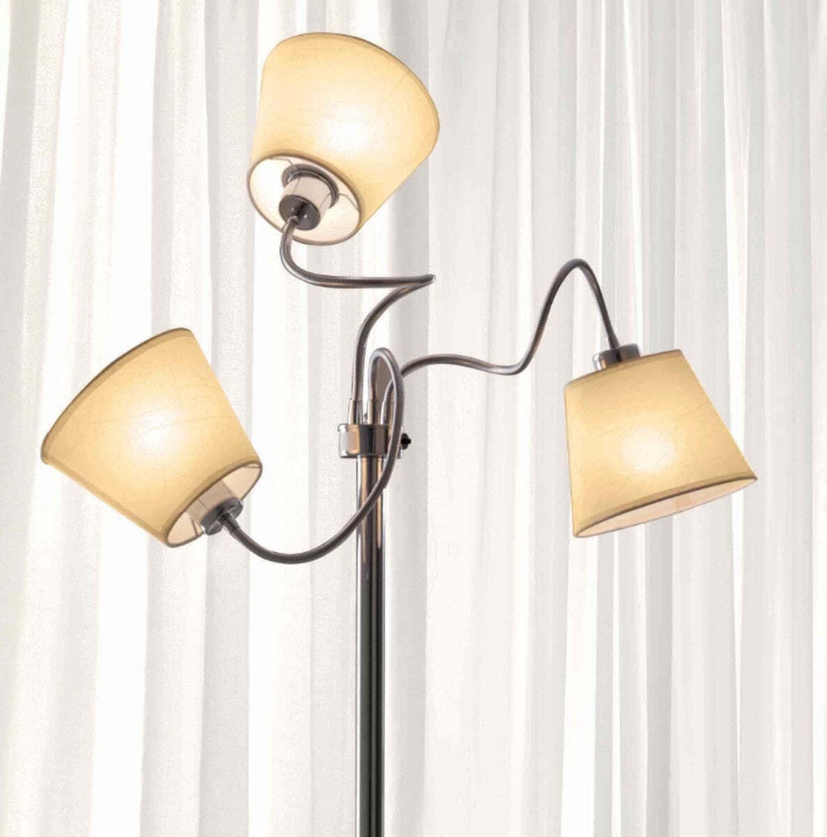 Piantana-Illuminando-SOFT-TE-3-E27-LED-lampada-terra-paralume-pergamena-bracci-flessibili-classica-interni