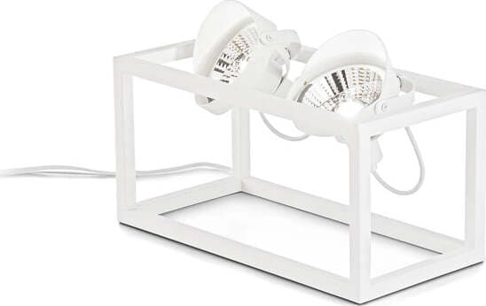 Piantana-Industrial-Minimal-Audio-Metallo-Bianco-2-Luci-Gu10-10W-3000K-H19Cm