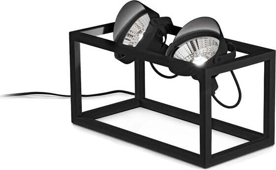Piantana-Industrial-Minimal-Audio-Metallo-Nero-2-Luci-Gu10-10W-3000K-H19Cm