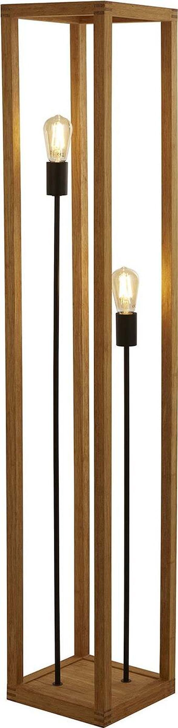 Piantana-Industrial-Nordico-Square-Legno-Marrone-Nero-2-Luci-E27