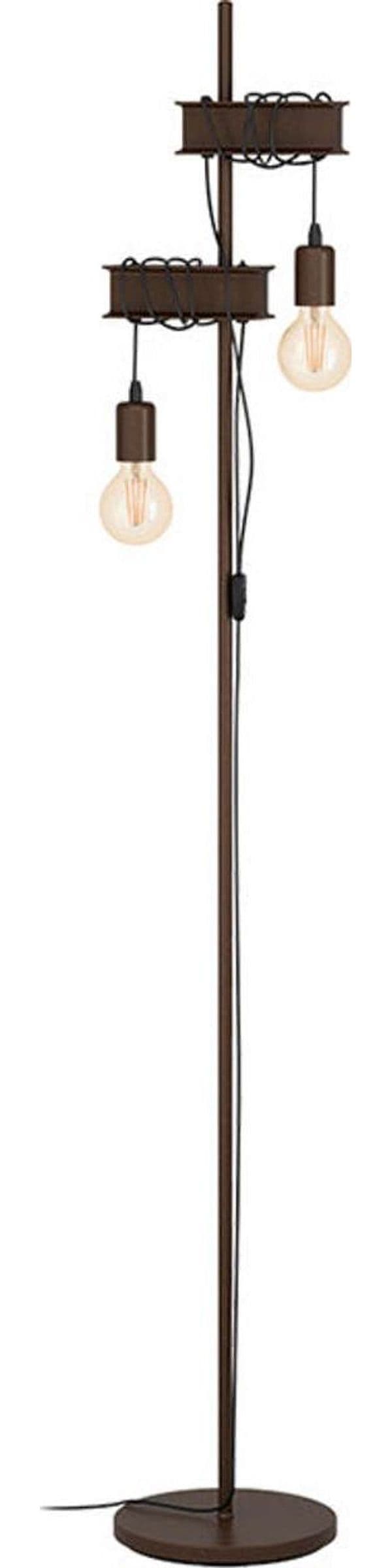 Piantana-Industrial-Townshend-4-2-Luci-Acciaio-Marrone-Invecchiato-E-Nero