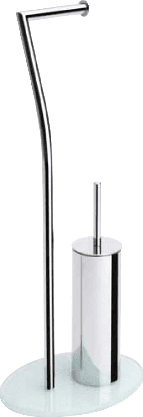 Piantana porta rotolo con scopino wc in metallo e vetro in Scopini e porta scopini BagnoClic.it - Pregnana Milanese, commercioVirtuoso.it