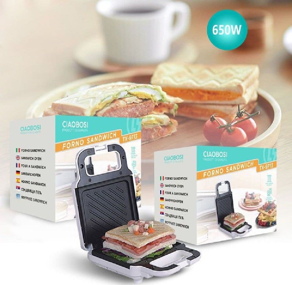 PIASTRA ELETTRICA MACCHINA SANDWICH TOAST TOSTIERA PANCAKE WAFFLE PANINI TX-9713