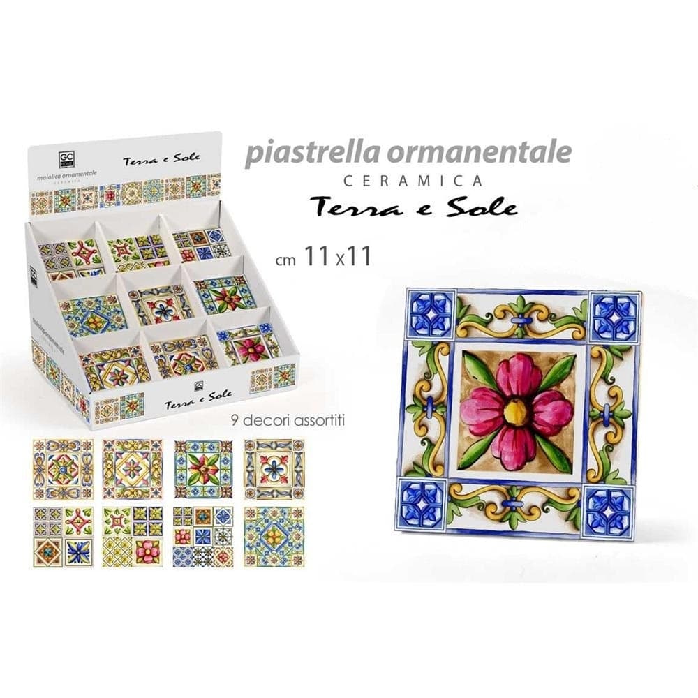 Piastrella Ornamentale Ceramica 11x11 Cm Terra E Sole 9 Decori Assortiti 825637 Fai da te/Pitture trattamenti per pareti e utensili/Adesivi perFai da te/Pitture trattamenti per pareti e utensili/Adesivi per piastrelle piastrelle Trade Shop italia - Napoli, Commerciovirtuoso.it
