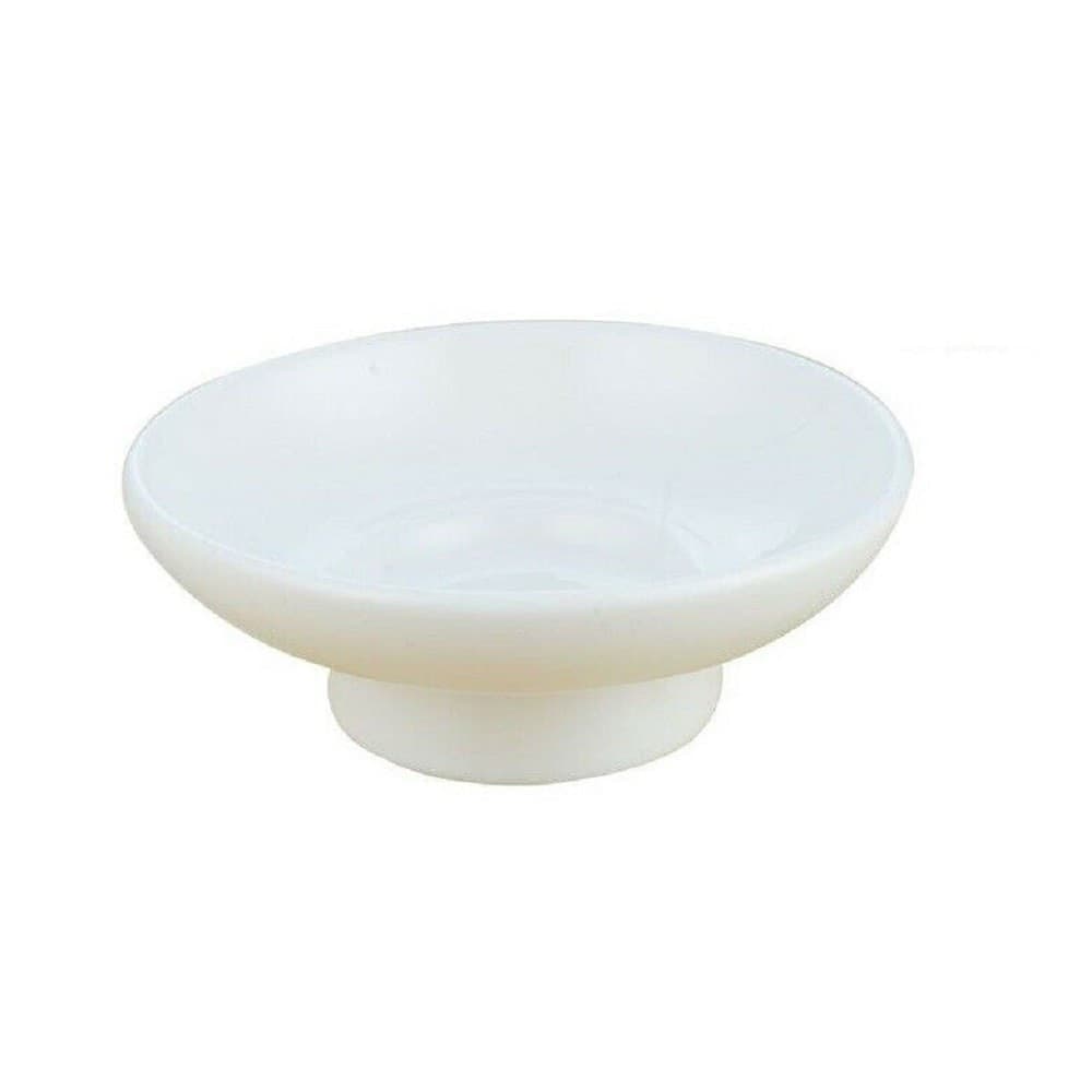 Piattino-Di-Ricambio-Porta-Sapone-In-Ceramica-Bianco-Tondo-Bagno-Accessori-59345