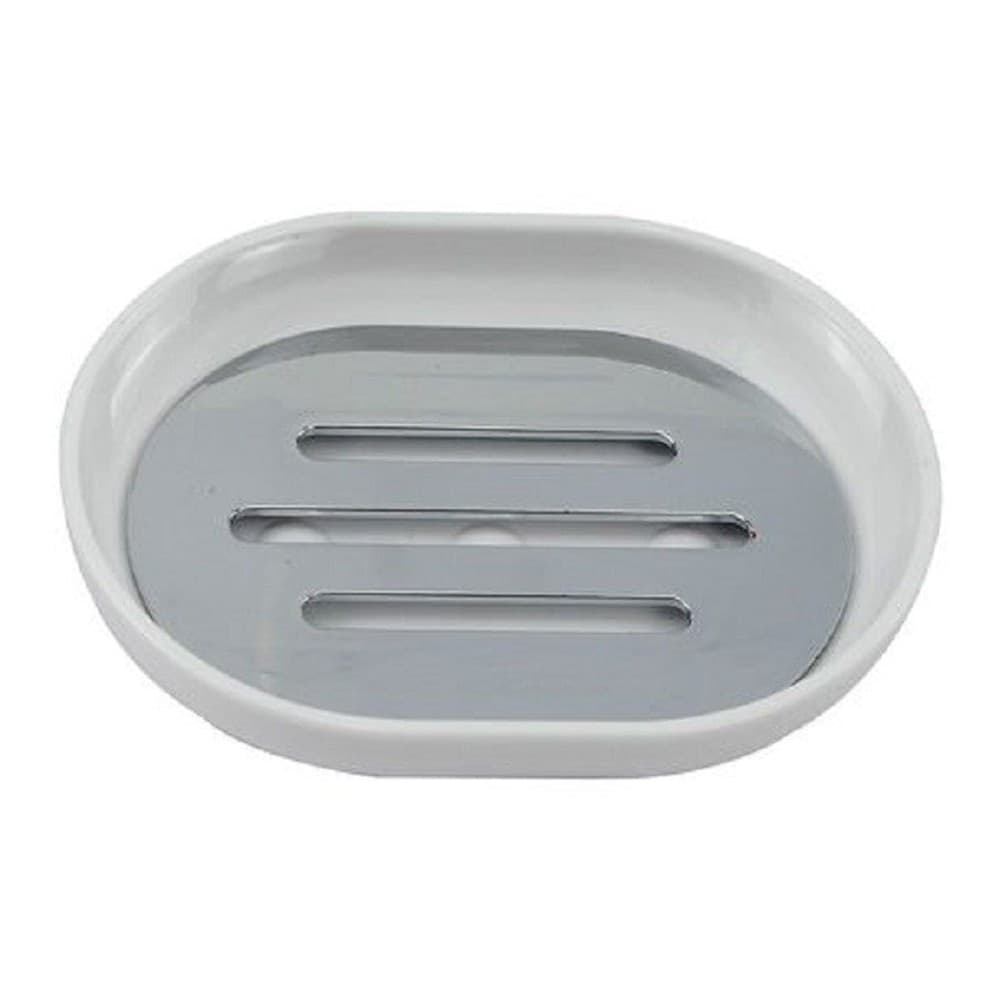 Piattino Porta Sapone Saponetta Bianco Silver Accessori Bagno 12.5x9.5 Cm 69464 Casa e cucina/Bagno/Accessori e biancheria da bagno per bambini/Accessori/Dosatori e porta accessori/Piattini portasapone Trade Shop italia - Napoli, Commerciovirtuoso.it