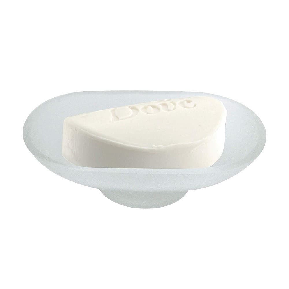 Piattino-Ricambio-Porta-Sapone-Ovale-In-Vetro-Satinato-13cm-Bagno-Accessori