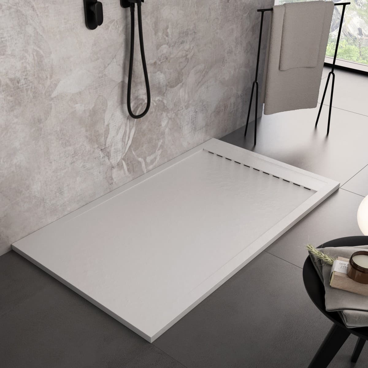 Piatto Doccia Mineralmarmo Griglia Laterale Bianco Unique Fai da te/Attrezzature per cucine e bagni/Attrezzature per bagni/Docce e componenti doccia/Piatti doccia StileBagno - Roma, Commerciovirtuoso.it