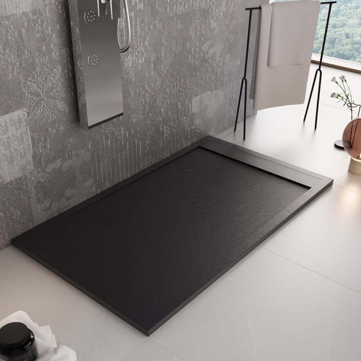 Piatto Doccia Mineralmarmo Griglia Laterale Nero Unique Fai da te/Attrezzature per cucine e bagni/Attrezzature per bagni/Docce e componenti doccia/Piatti doccia StileBagno - Roma, Commerciovirtuoso.it