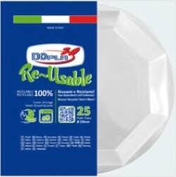 Piatto fondo - PS reuse - D 220 mm - bianco - Dopla - conf. 25 pezzi Casa e cucina/Stoviglie/Stoviglie monouso/Piatti Eurocartuccia - Pavullo, Commerciovirtuoso.it