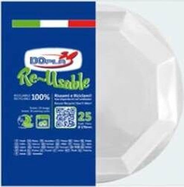 Piatto frutta - PS reuse - D 170 mm - bianco - Dopla - conf. 25 pezzi Casa e cucina/Stoviglie/Stoviglie monouso/Piatti Eurocartuccia - Pavullo, Commerciovirtuoso.it