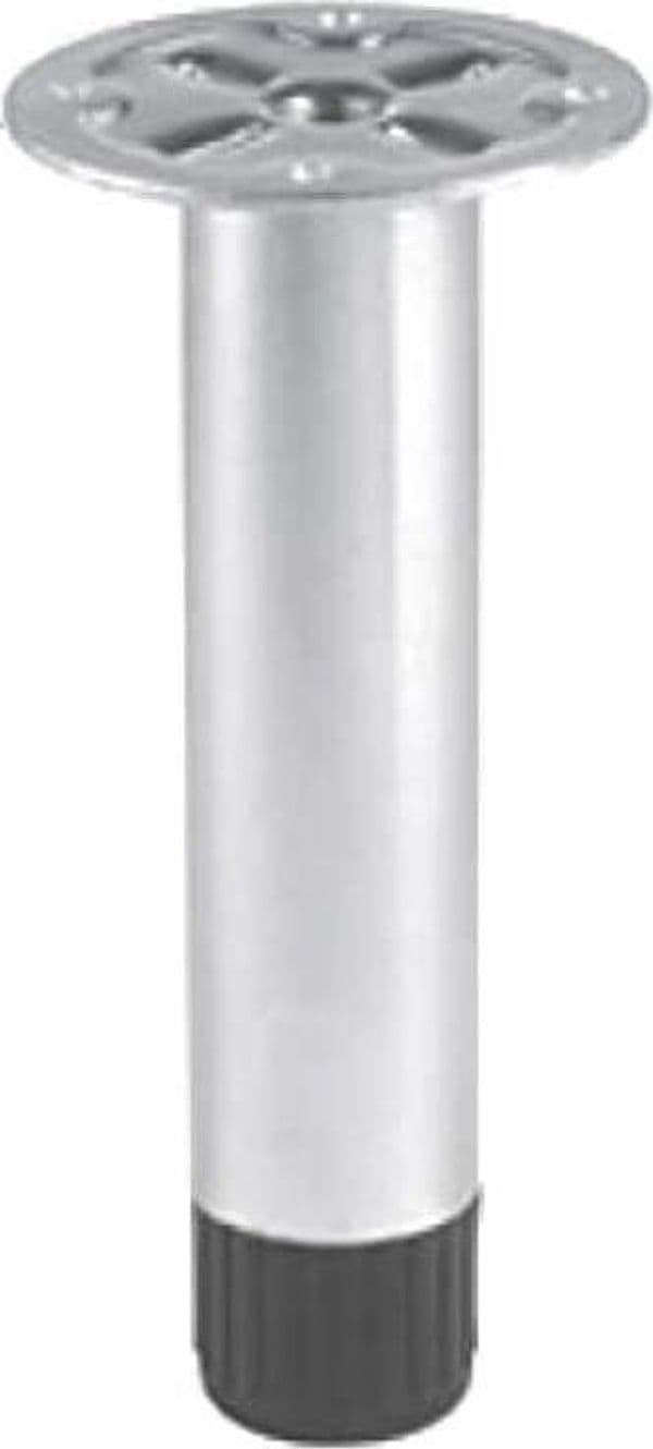 PIEDE-TONDO-PER-MOBILI-REGOLABILE-Ø28MMxH.100MM---IN-ACCIAIO-CON-FINITURA-ZINCATA---CON-GOMMINO---SENZA-VITI